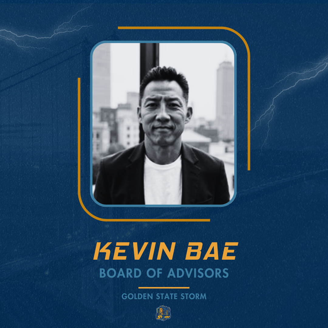 Portrait of a man with text indicating his role as a board member on a blue background